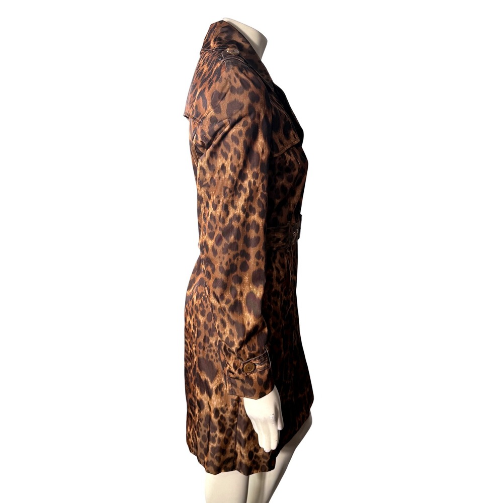 Kenneth Cole Reaction Leopard Print Trench Coat Belted Medium G-III Apparel Glam - Picture 2 of 13